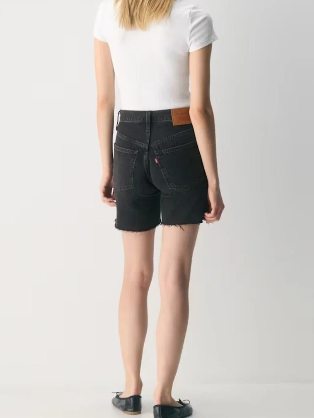 NWT Levi's 501 Mid-Thigh Frayed Raw Hem Jean Short-Lunar Black